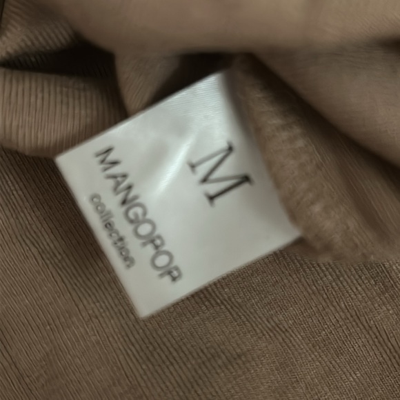 MANGOPOP Long Sleeve Body Suit Mock Turtle Neck Zip Up Ribbed Deep V Cut Medium - Picture 4 of 4